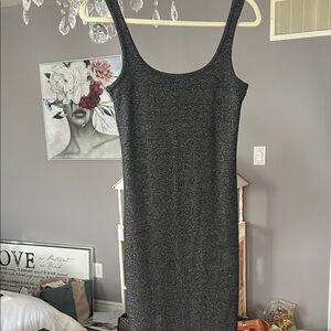 Zara Elegant Gray sparkle Sleeveless Dress bodycon new with tags